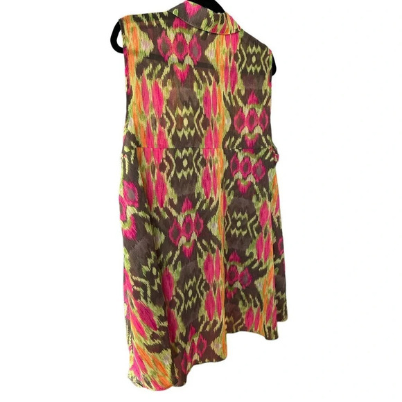 Zac & Rachel Size XL Bright Neon Tribal Flowy Layered Button Up - Picture 9 of 10